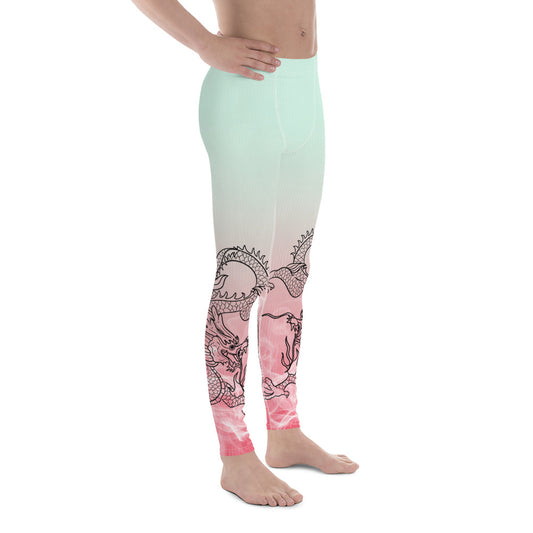 Men's Leggings - Dragon with White Smoke Gradient color 3