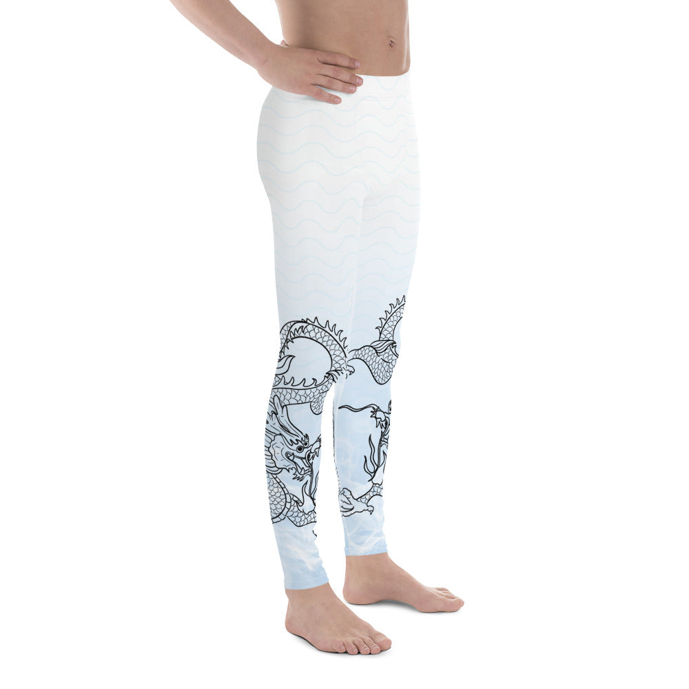 Men's Leggings - Dragon with White Smoke Gradient color 4