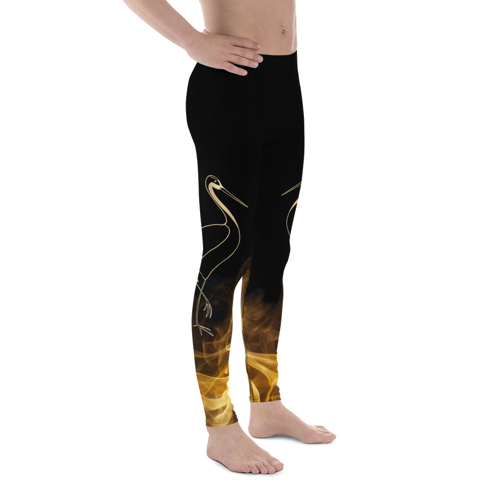 Men's Leggings – Gold Grane, Gold Bamboo Leaf, Gold Smoke - Black background