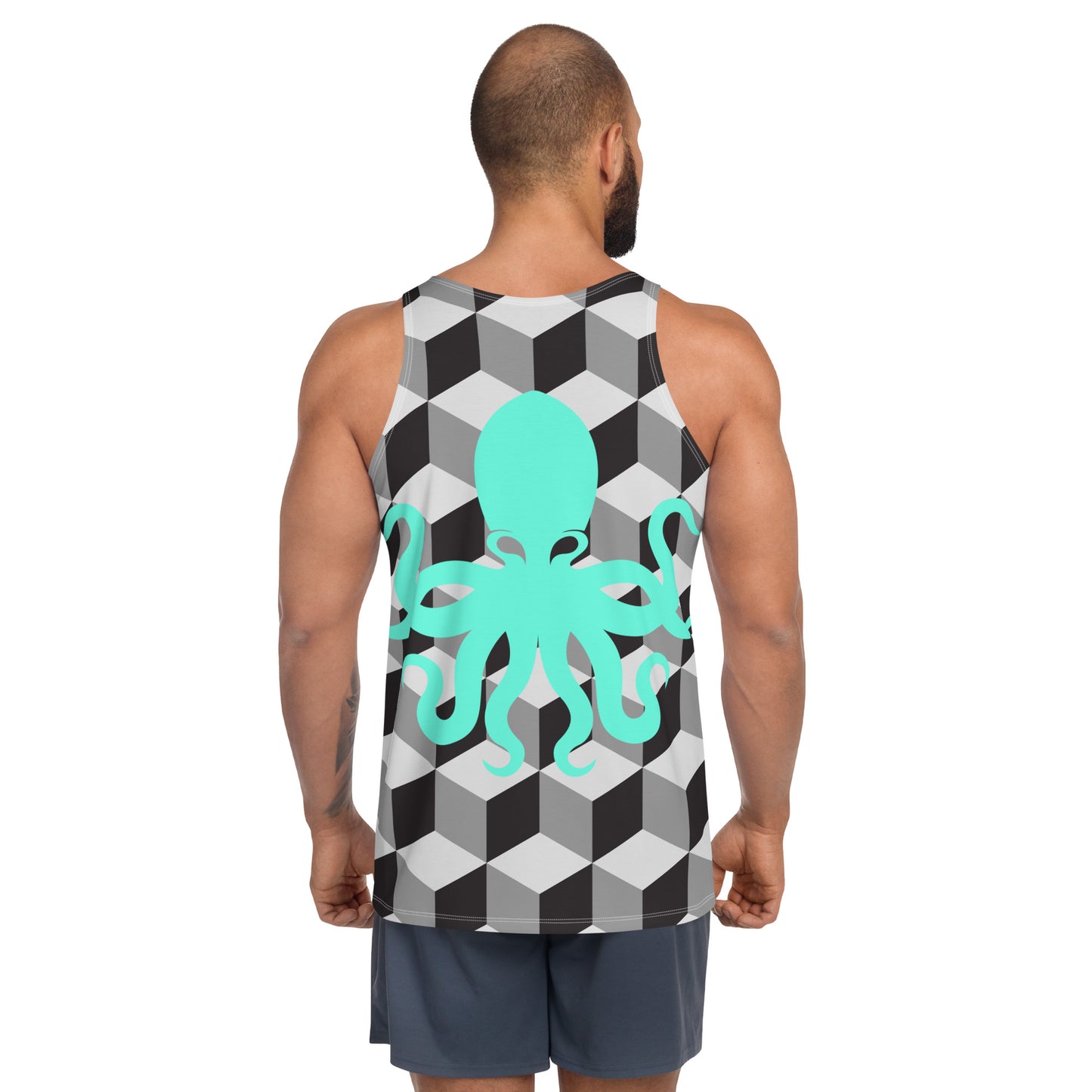 Unisex Tank Top – Geometric with mint green Octopus