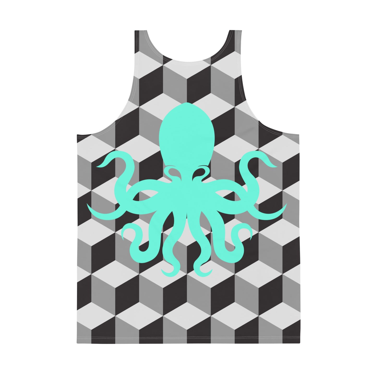 Unisex Tank Top – Geometric with mint green Octopus