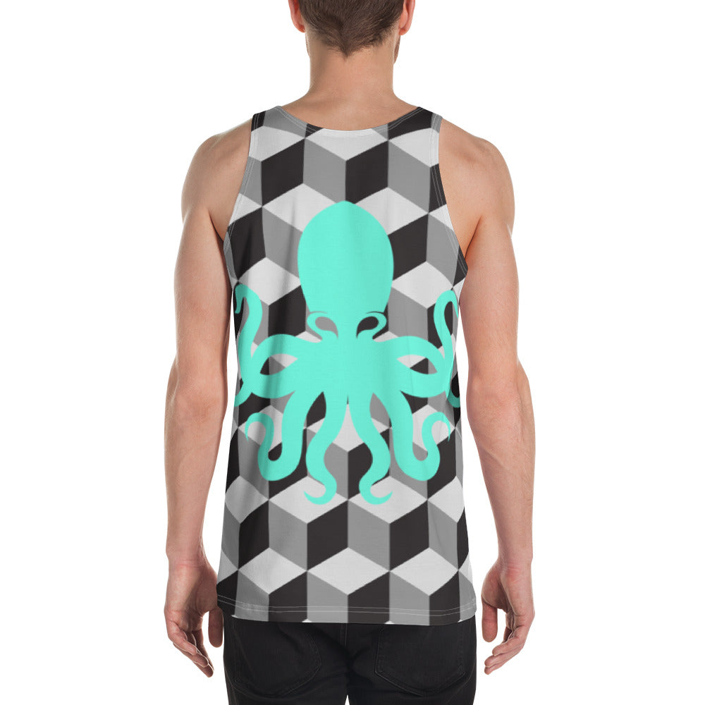 Unisex Tank Top – Geometric with mint green Octopus