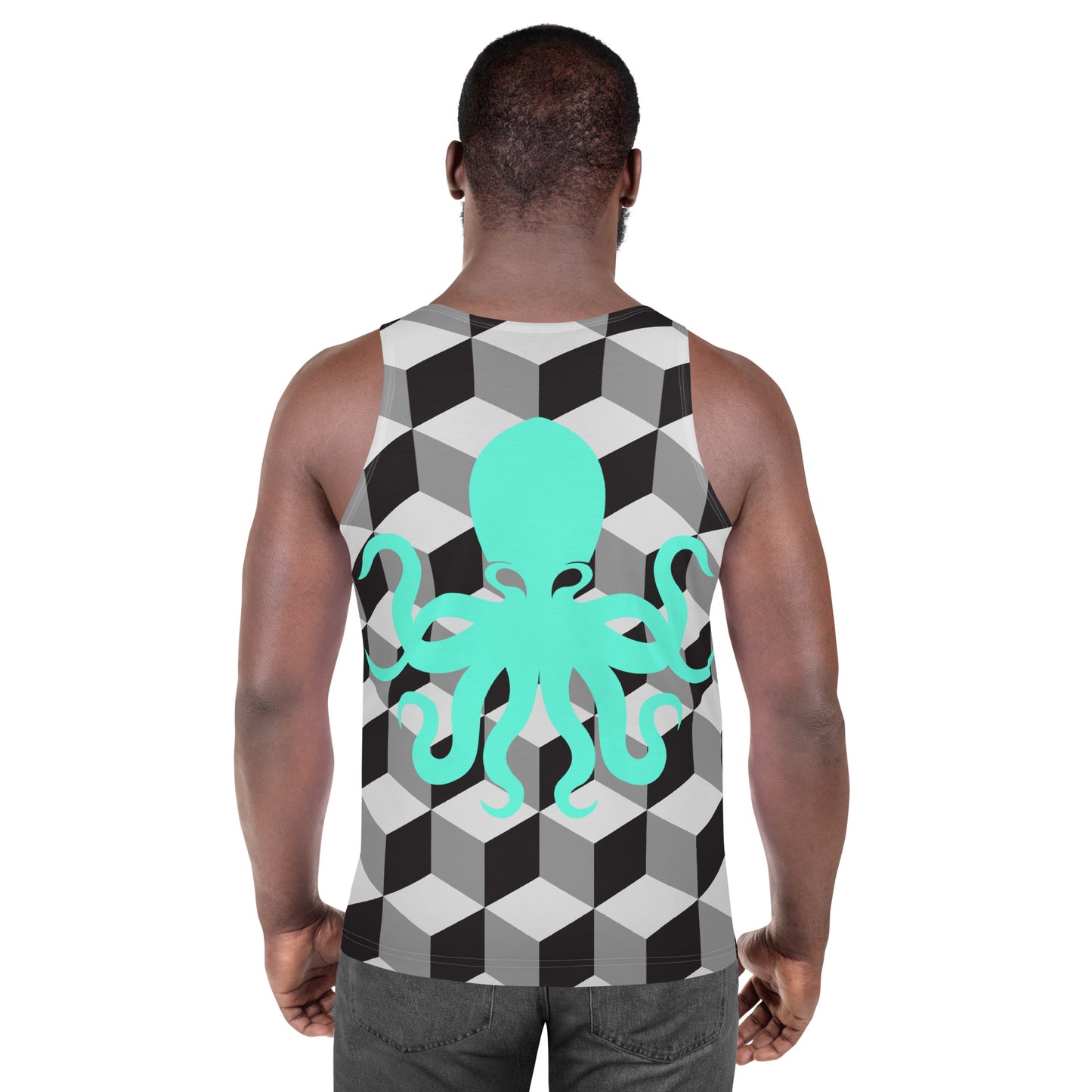 Unisex Tank Top – Geometric with mint green Octopus