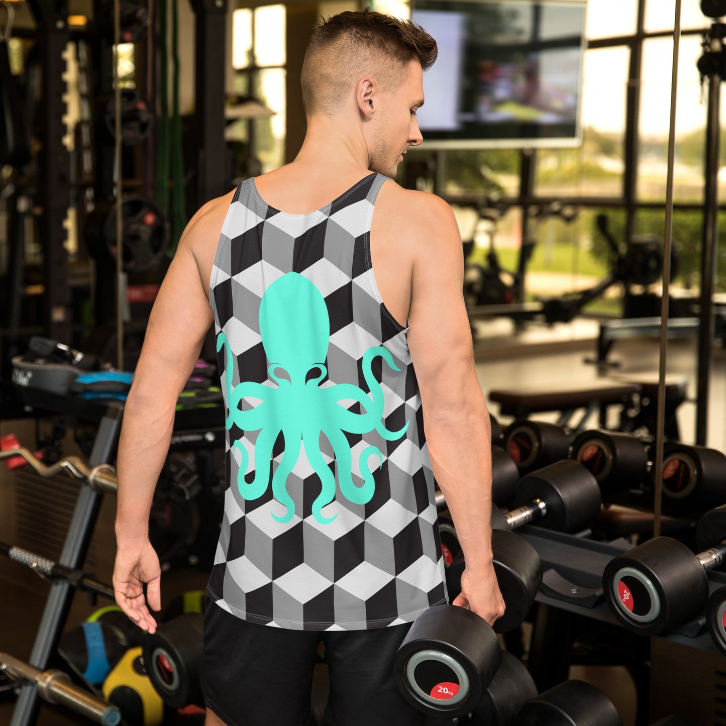 Unisex Tank Top – Geometric with mint green Octopus