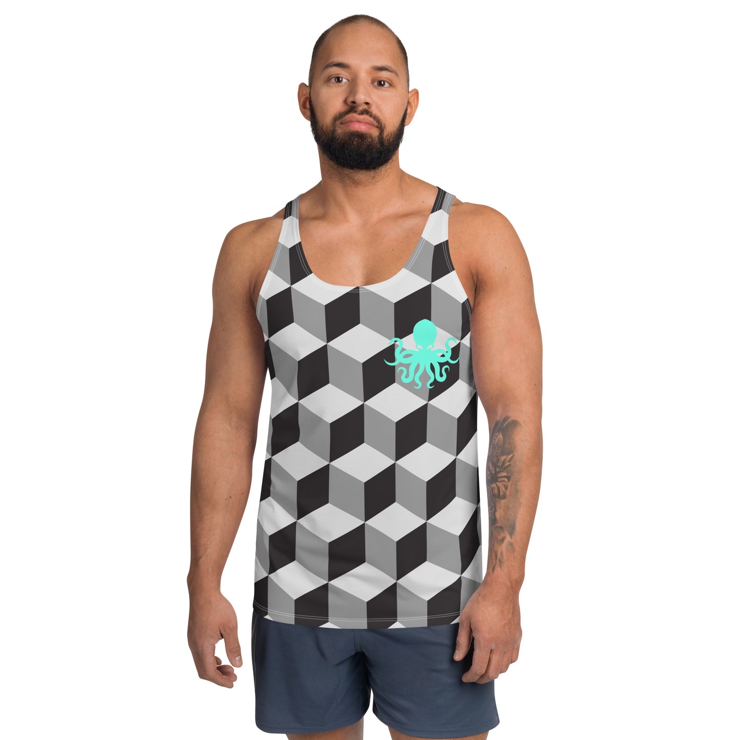 Unisex Tank Top – Geometric with mint green Octopus