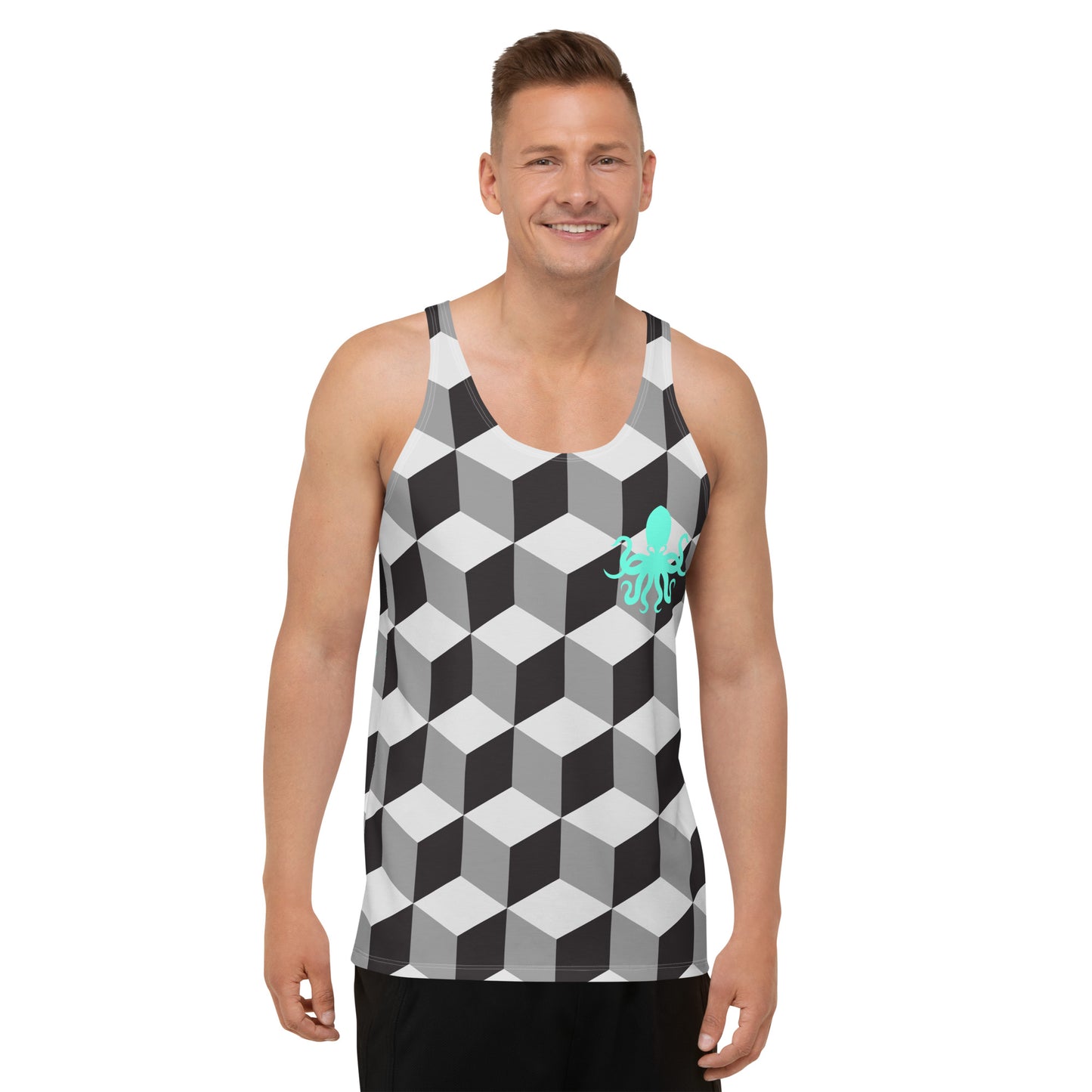 Unisex Tank Top – Geometric with mint green Octopus