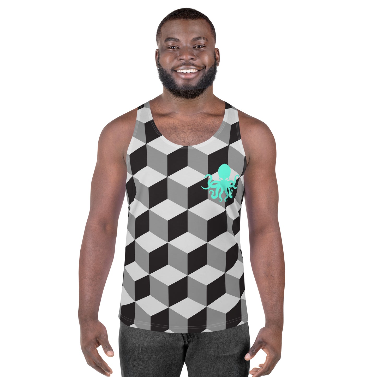 Unisex Tank Top – Geometric with mint green Octopus