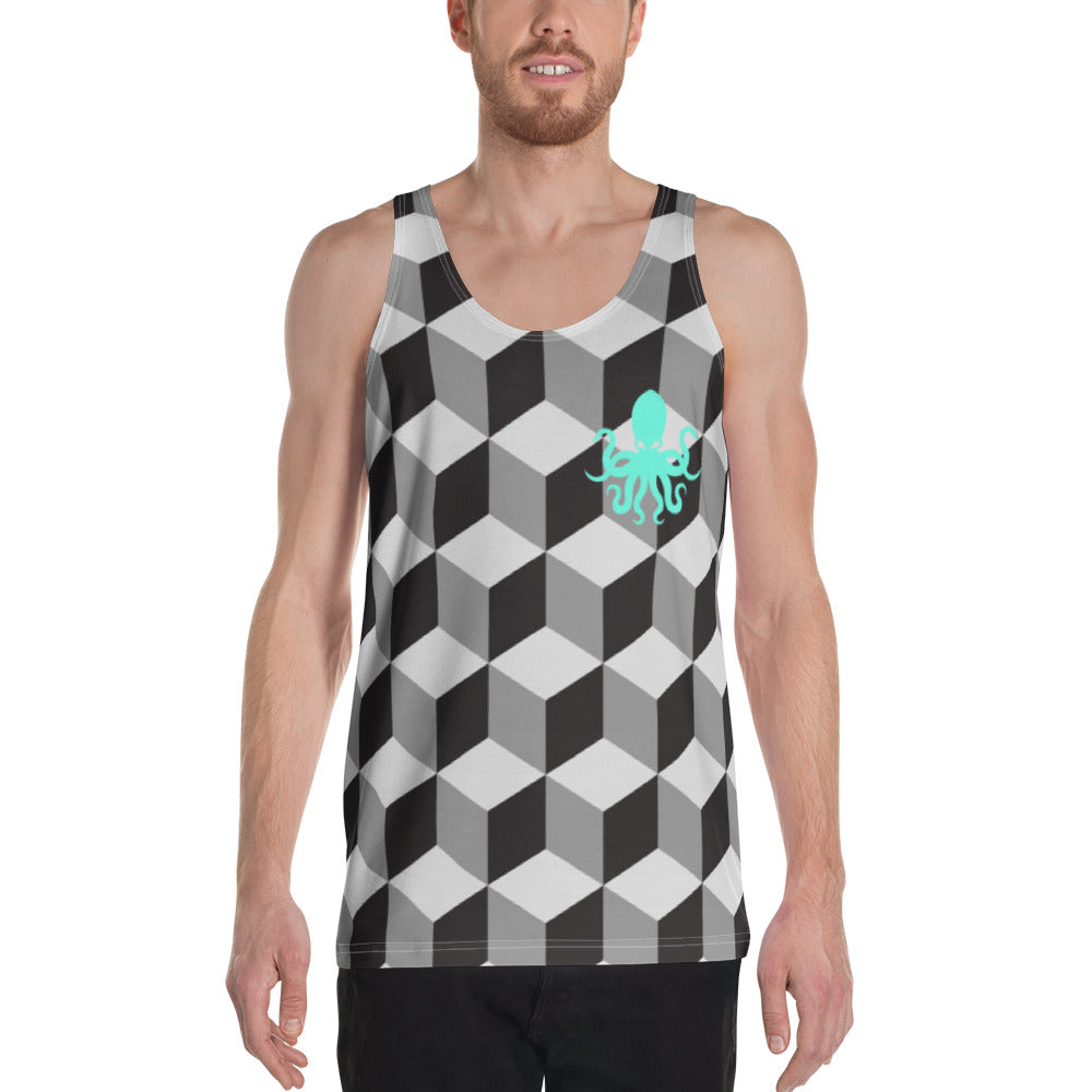 Unisex Tank Top – Geometric with mint green Octopus