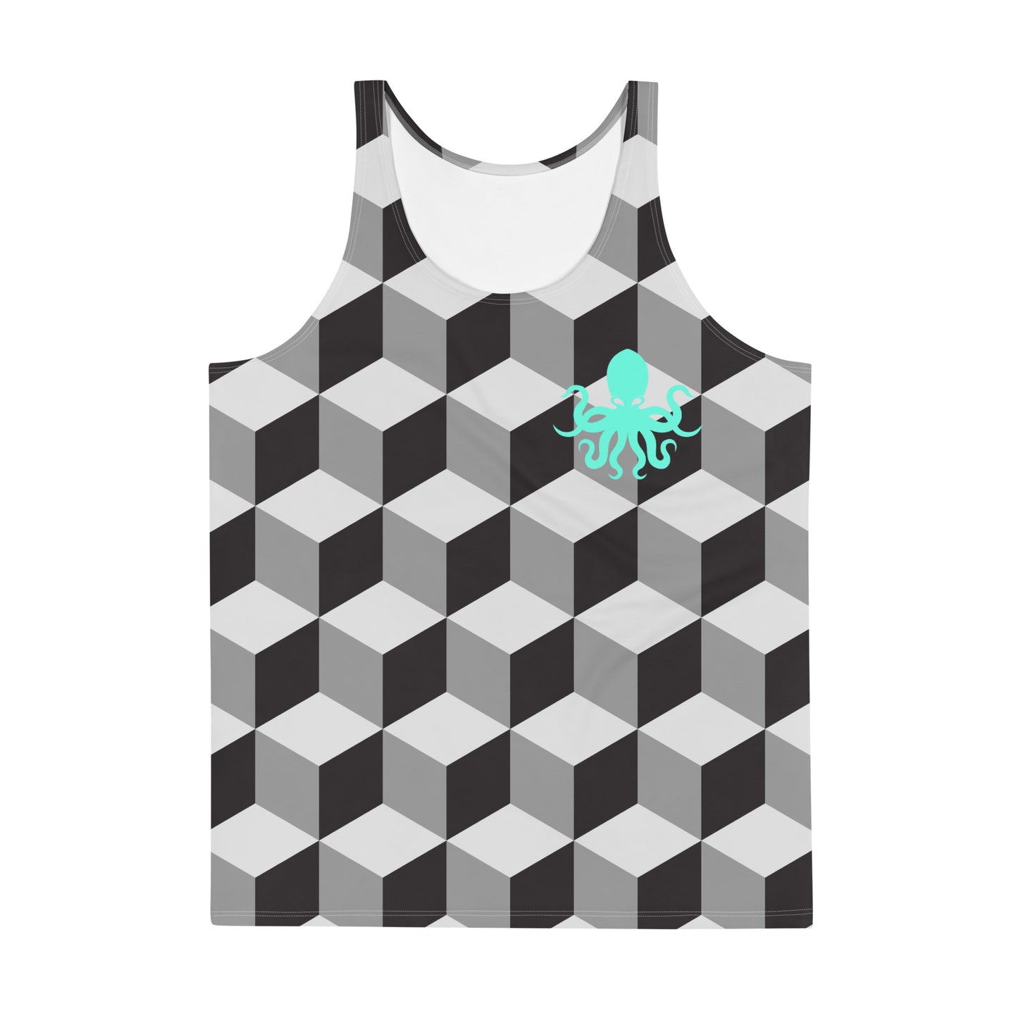 Unisex Tank Top – Geometric with mint green Octopus