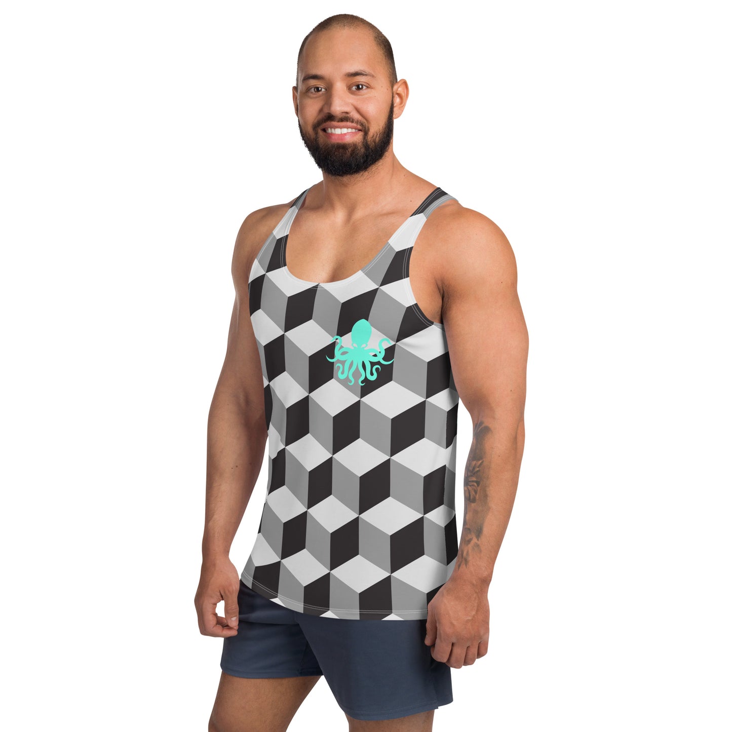 Unisex Tank Top – Geometric with mint green Octopus