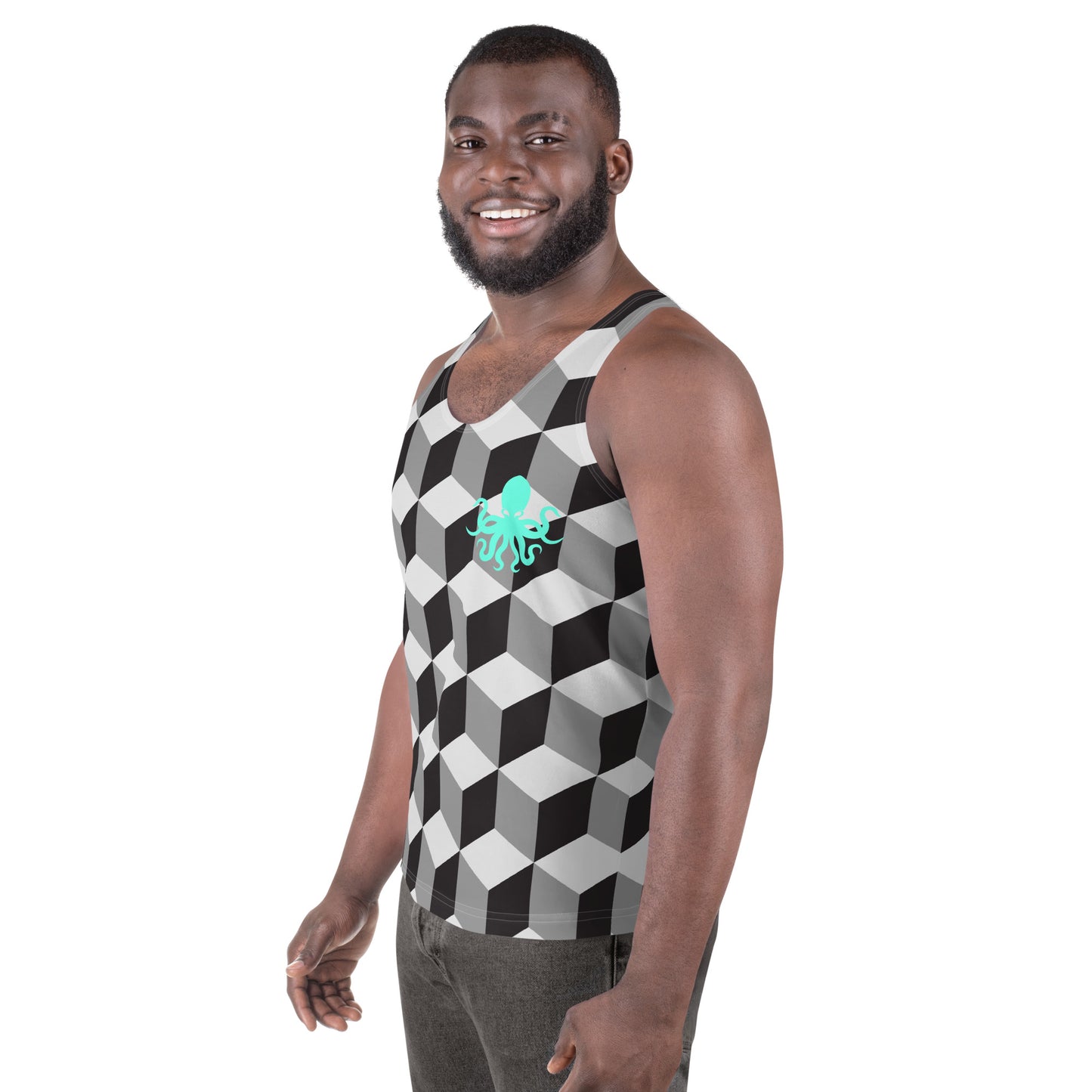 Unisex Tank Top – Geometric with mint green Octopus