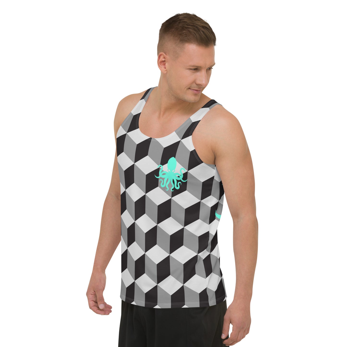 Unisex Tank Top – Geometric with mint green Octopus