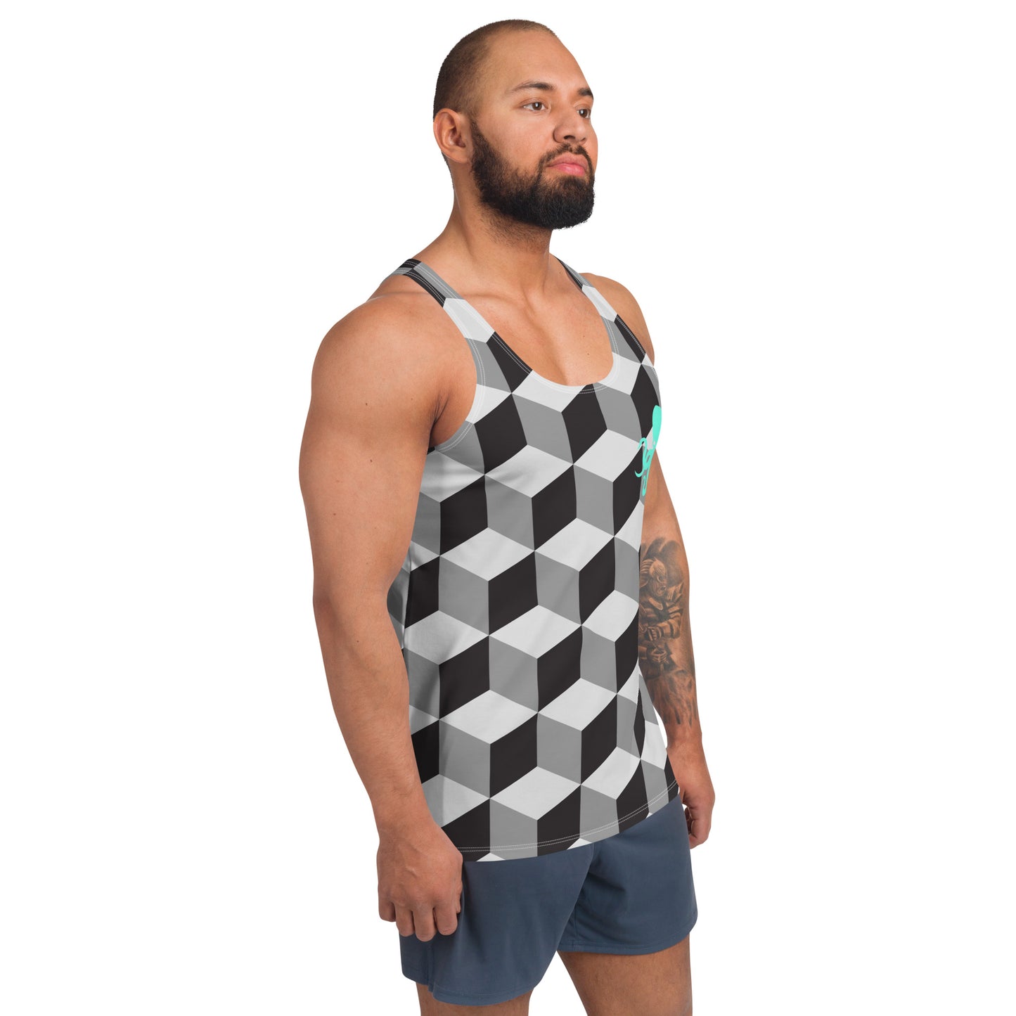 Unisex Tank Top – Geometric with mint green Octopus