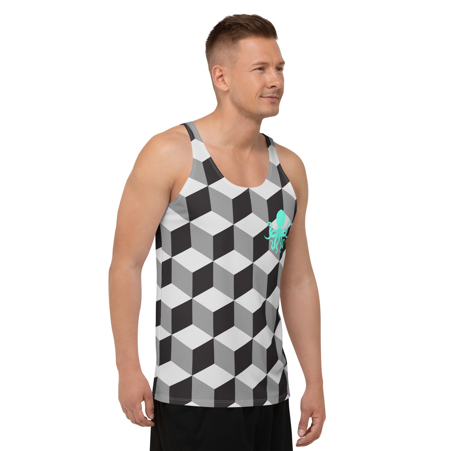 Unisex Tank Top – Geometric with mint green Octopus