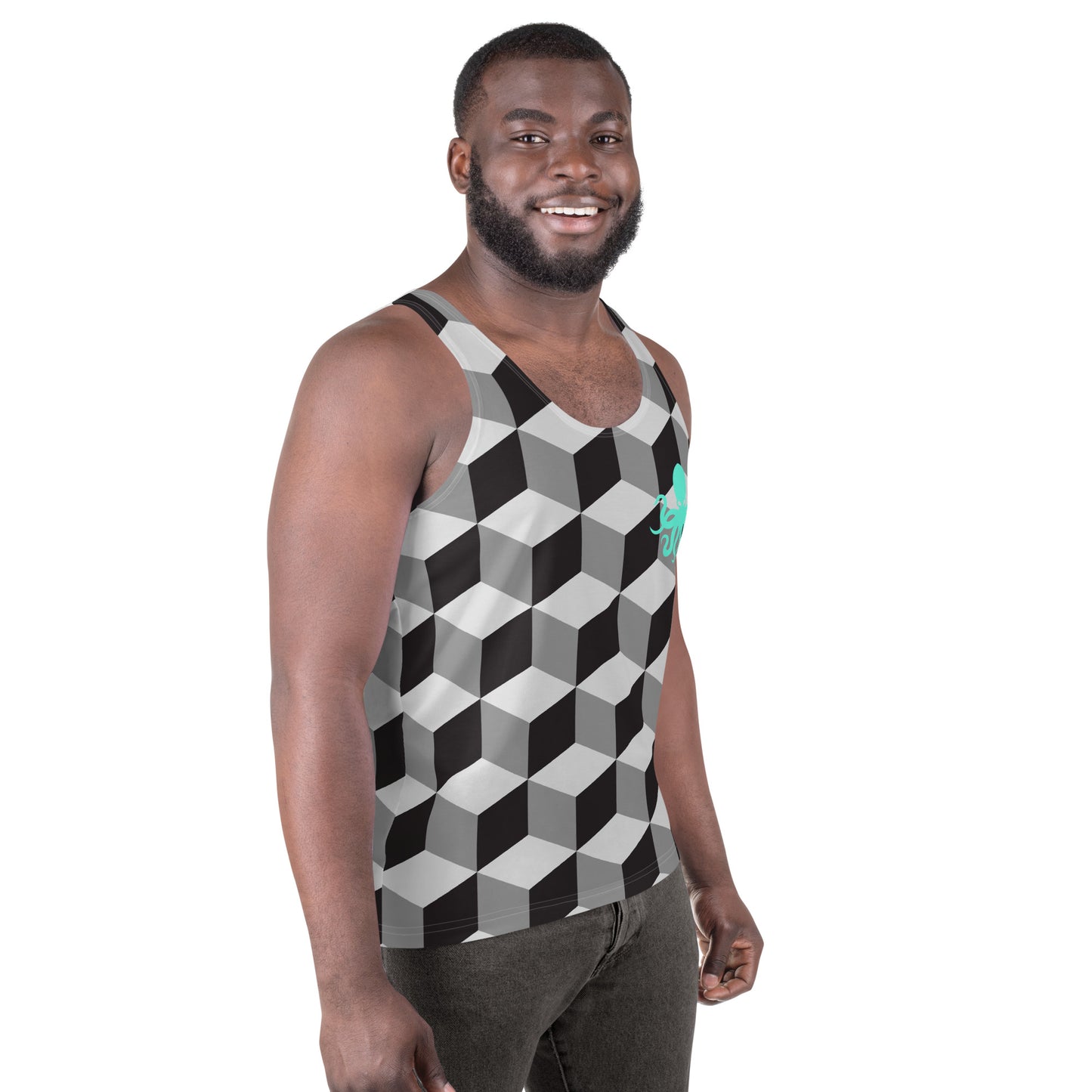 Unisex Tank Top – Geometric with mint green Octopus