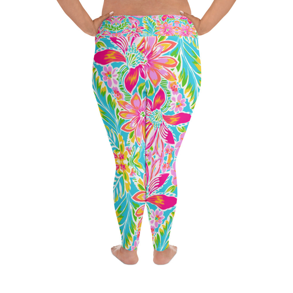 Print Plus Size Leggings - Tropical 1