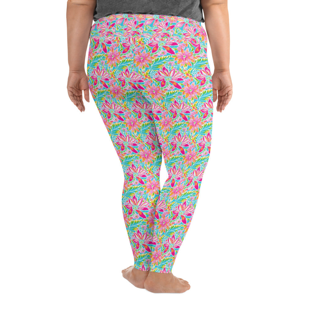 Print Plus Size Leggings - Tropical 2