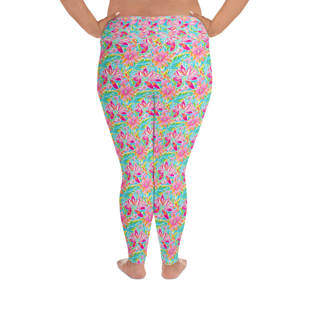 Print Plus Size Leggings - Tropical 2