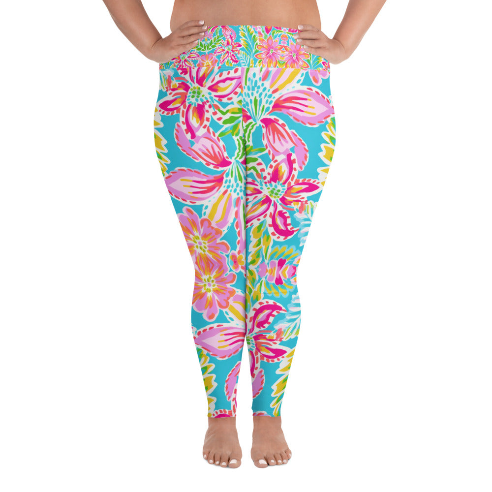 Print Plus Size Leggings - Tropical 1