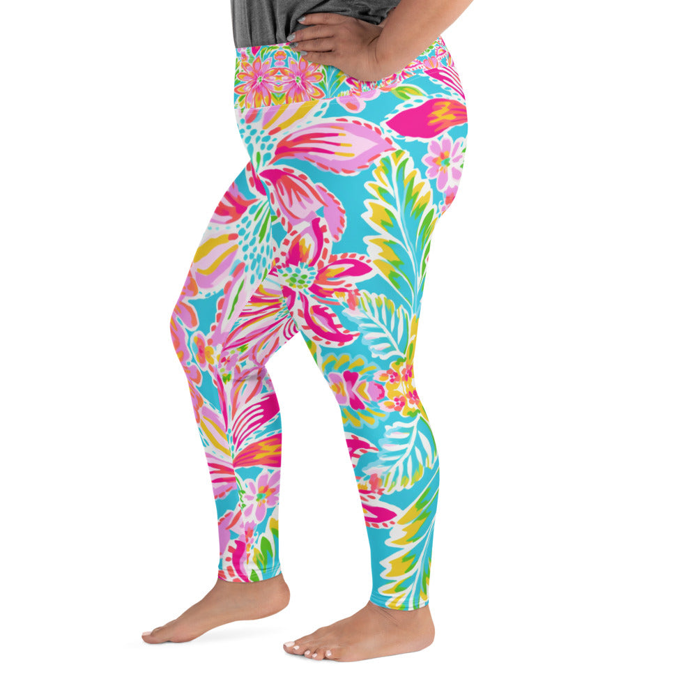 Print Plus Size Leggings - Tropical 1