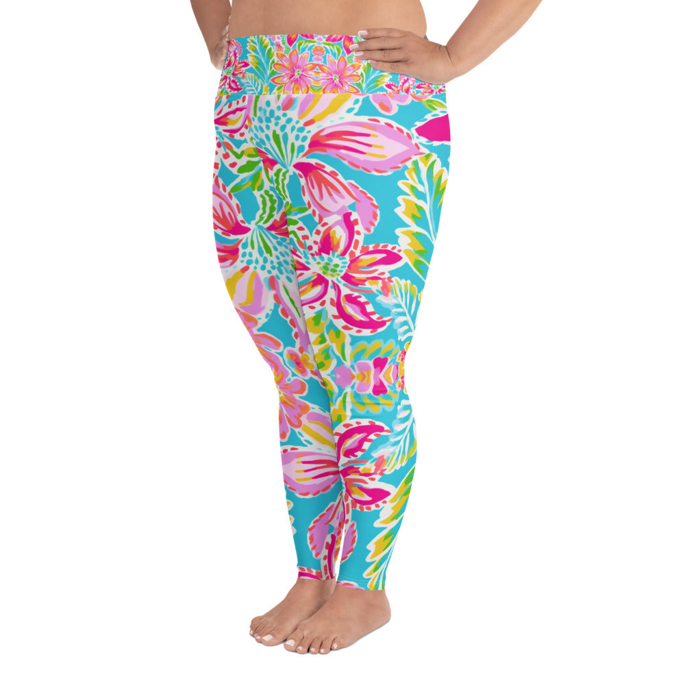 Print Plus Size Leggings - Tropical 1