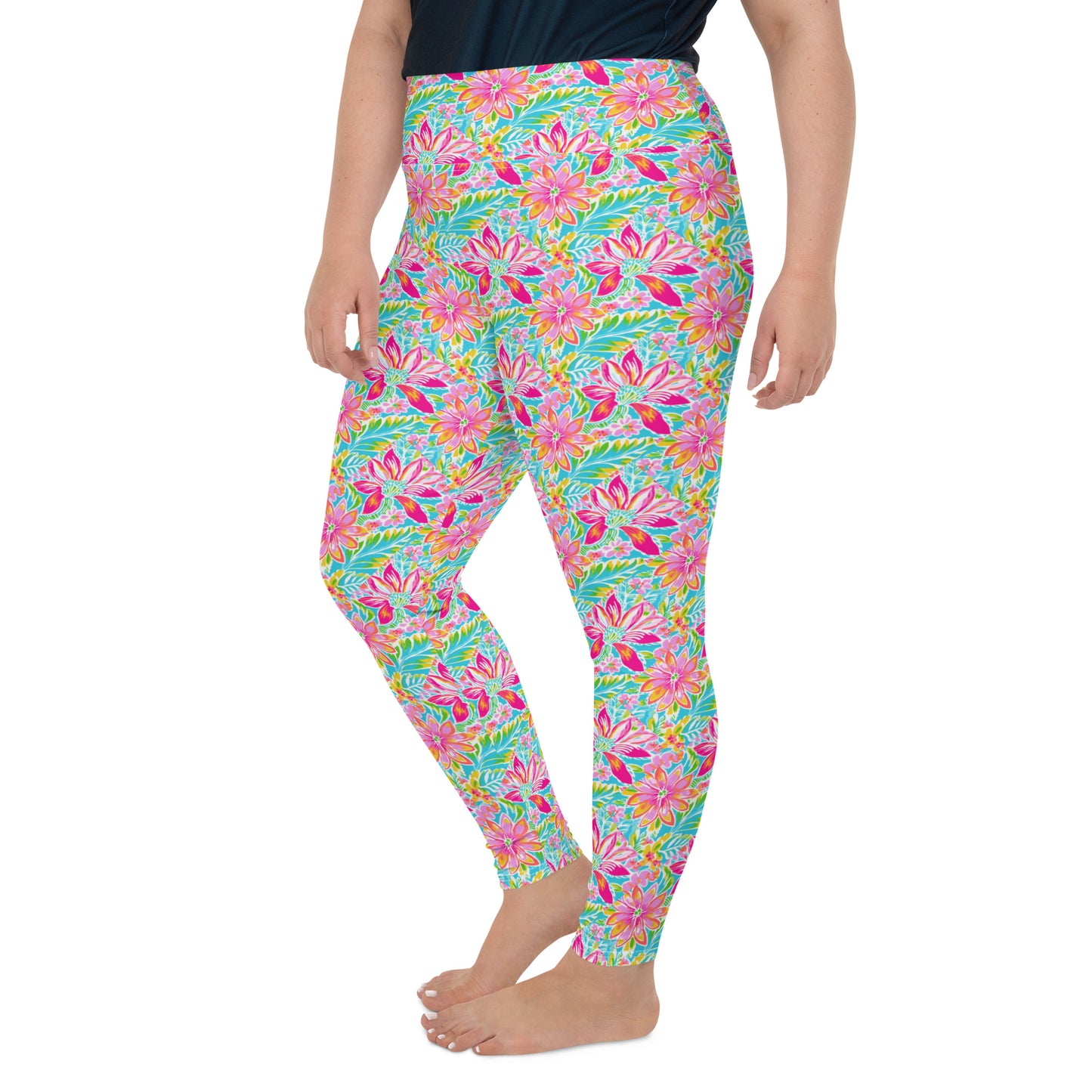 Print Plus Size Leggings - Tropical 2