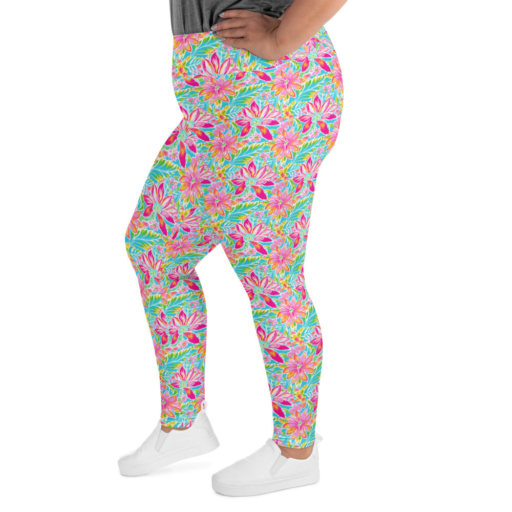 Print Plus Size Leggings - Tropical 2