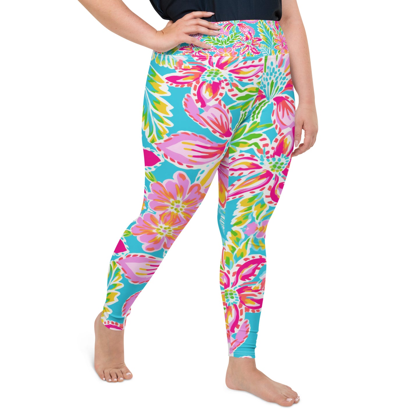 Print Plus Size Leggings - Tropical 1