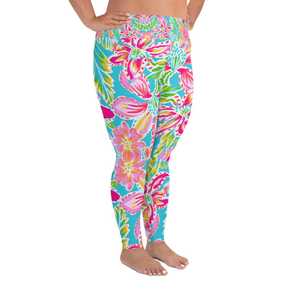 Print Plus Size Leggings - Tropical 1