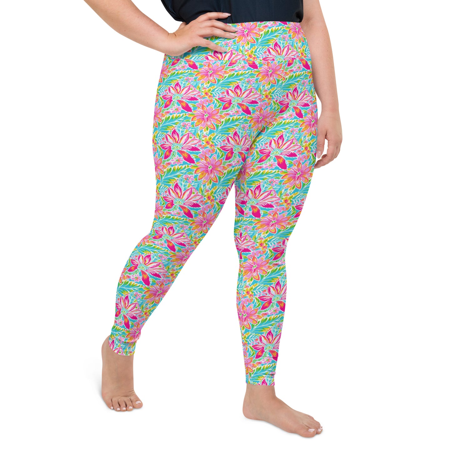 Print Plus Size Leggings - Tropical 2