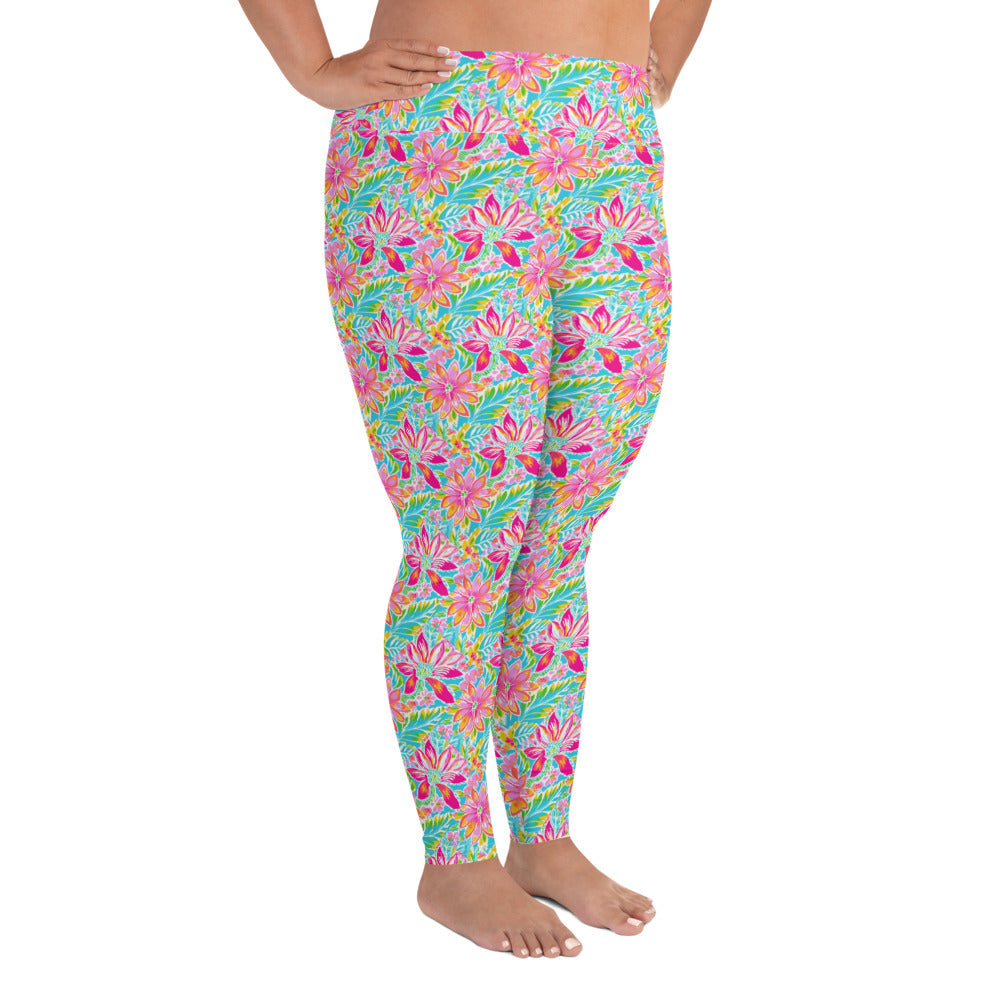 Print Plus Size Leggings - Tropical 2