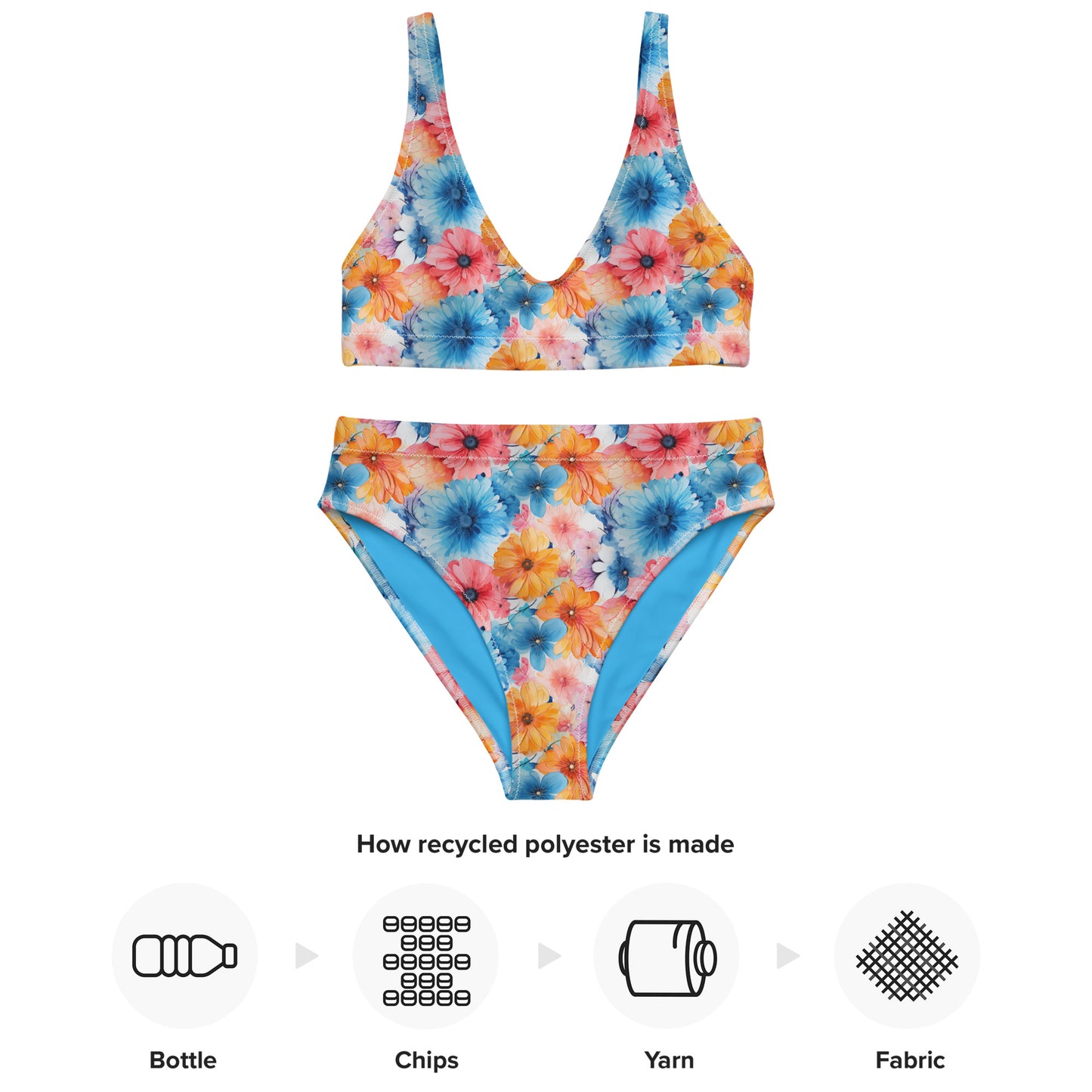 High-waisted bikini - Bright Flowers 8