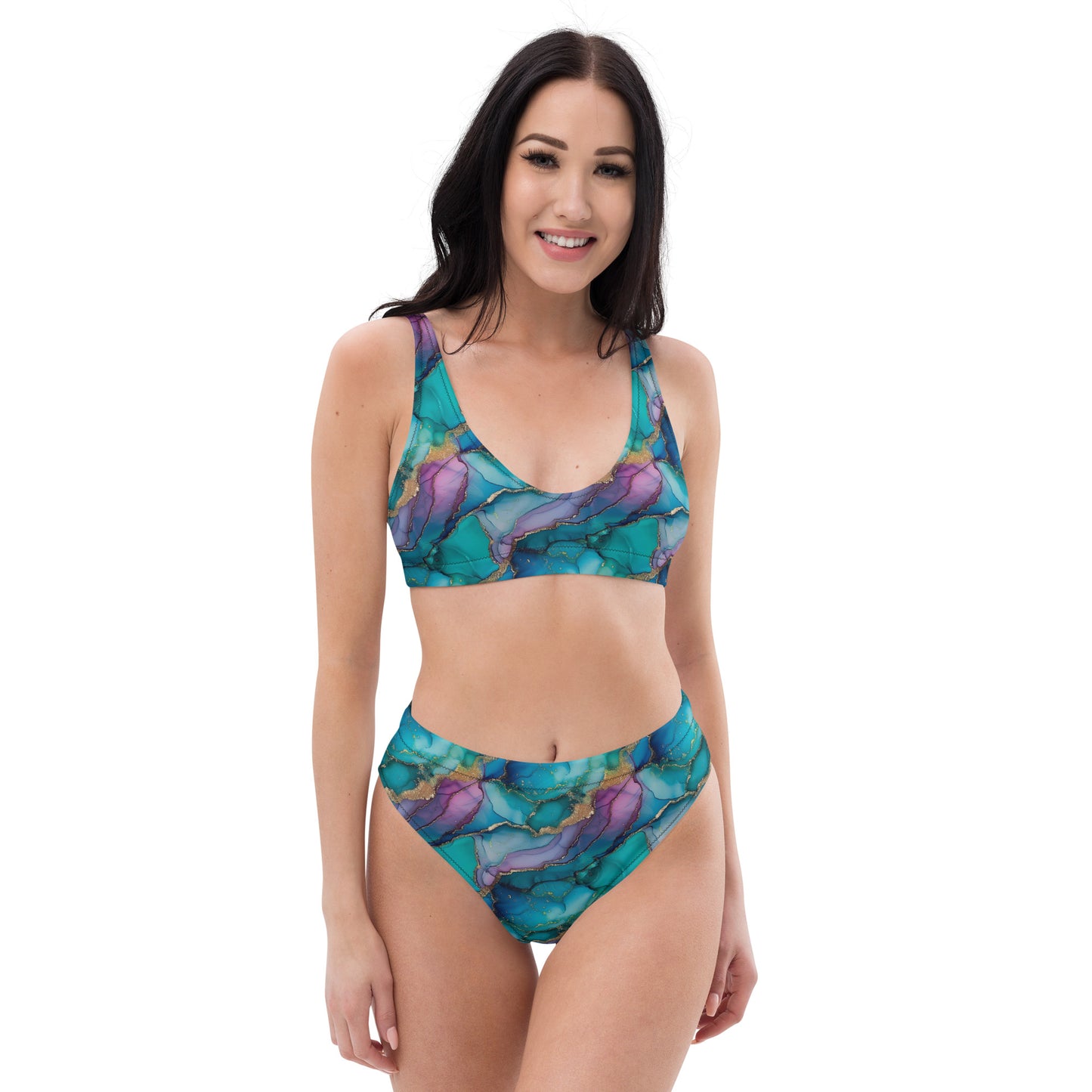 High-waisted bikini - Teal Purple