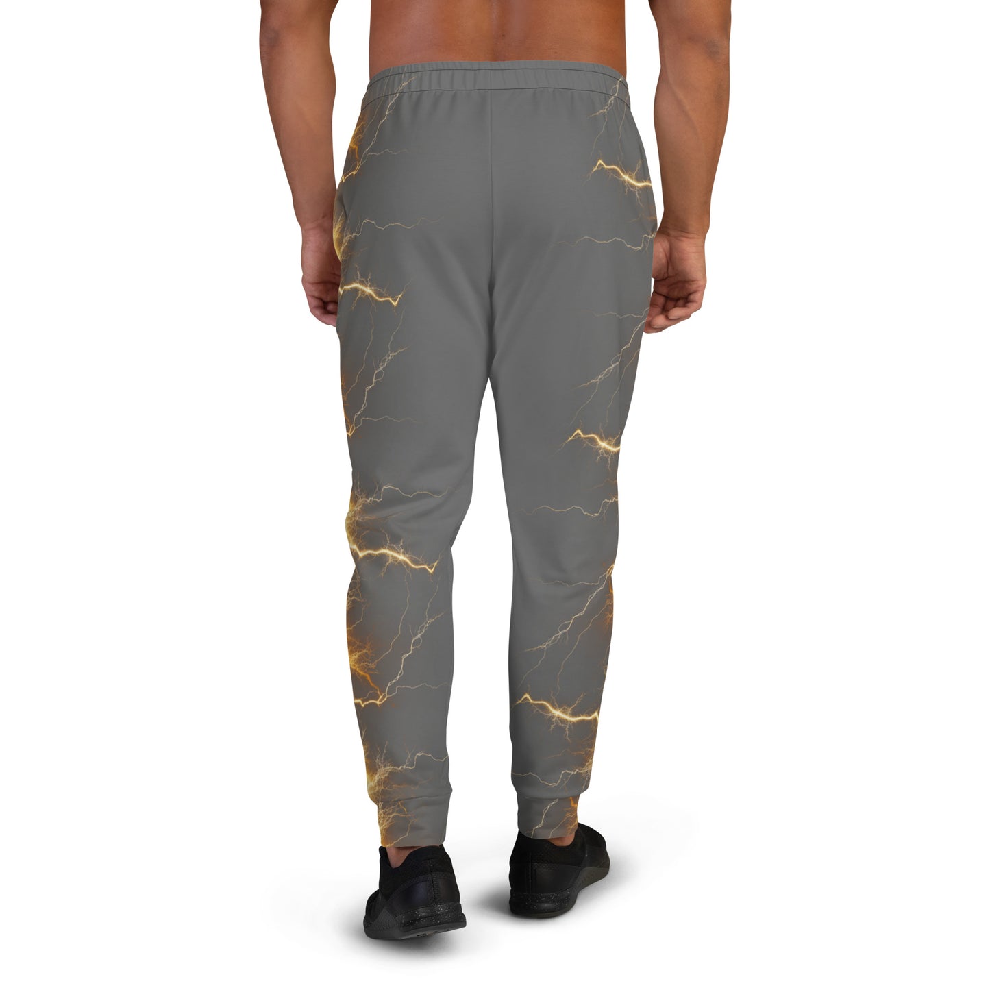 Men's Joggers - Yellow Lightning Bolt with Zambezi Grey Color Background