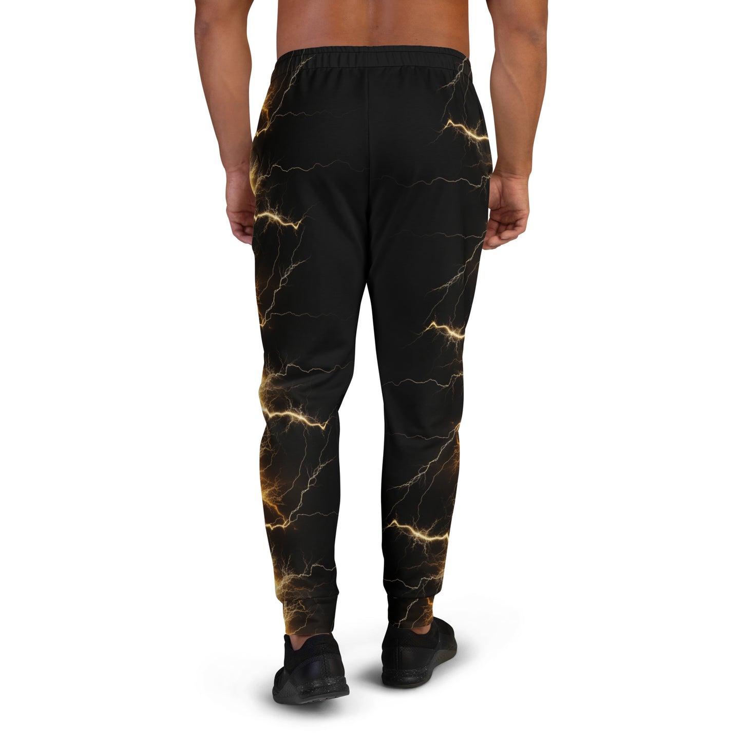 Men's Joggers - Yellow Lightning Bolt with Black Background