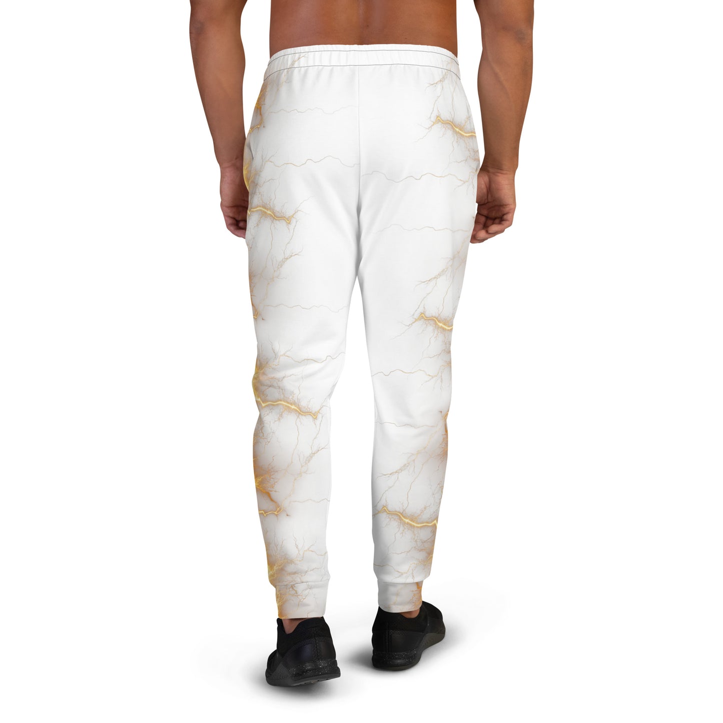 Men's Joggers - Yellow Lightning Bolt with White Background