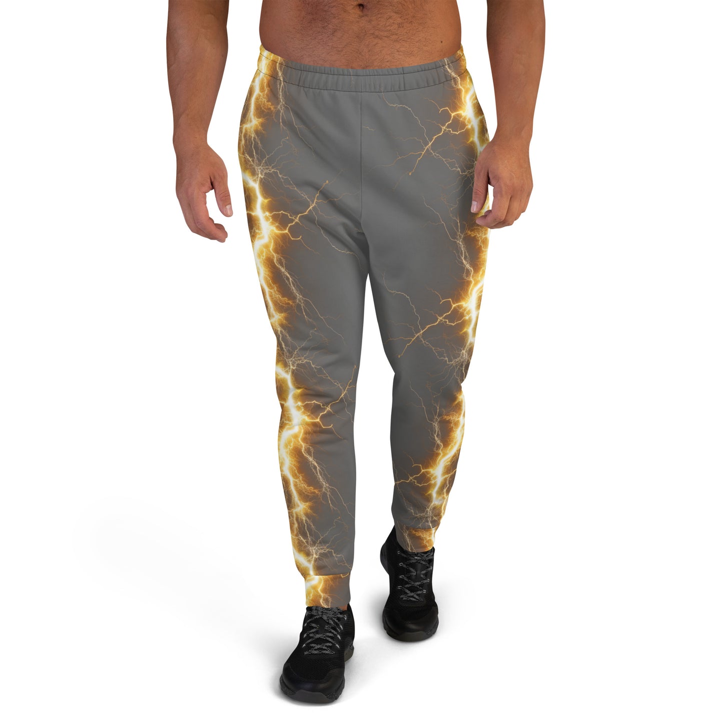 Men's Joggers - Yellow Lightning Bolt with Zambezi Grey Color Background