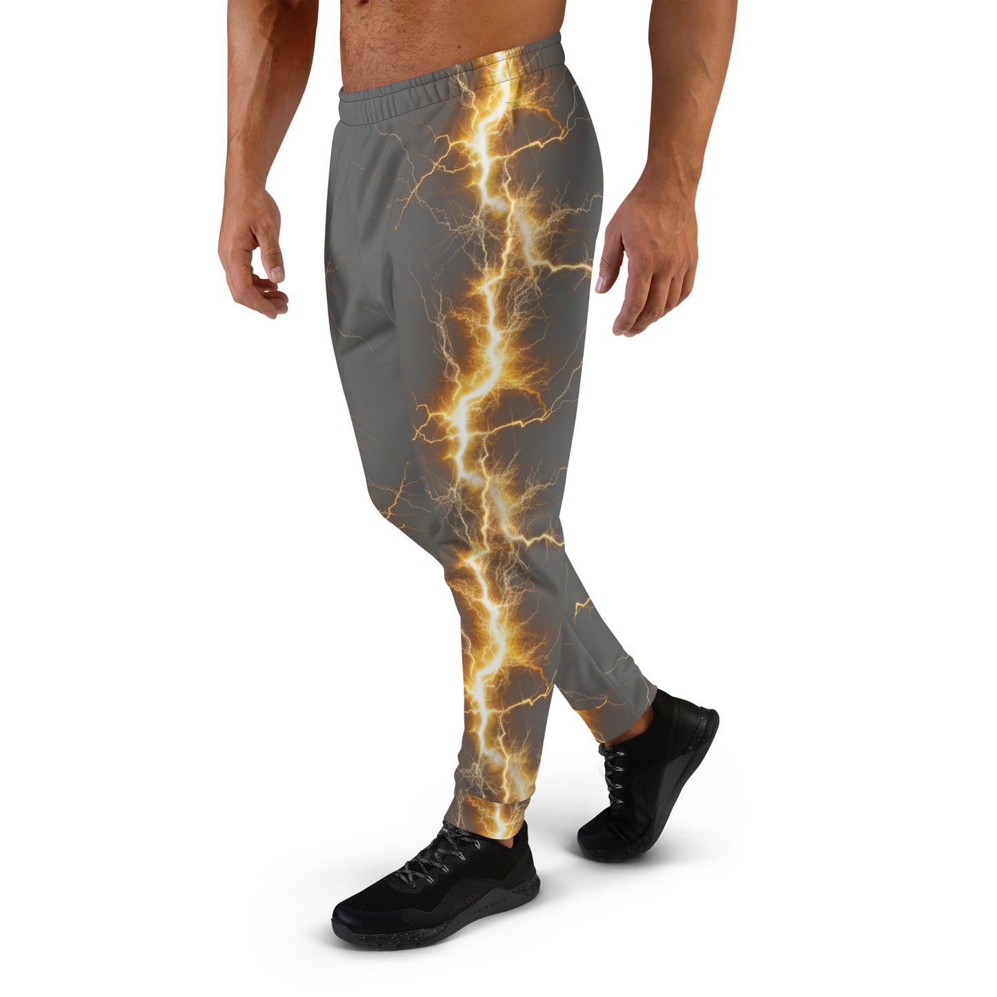 Men's Joggers - Yellow Lightning Bolt with Zambezi Grey Color Background