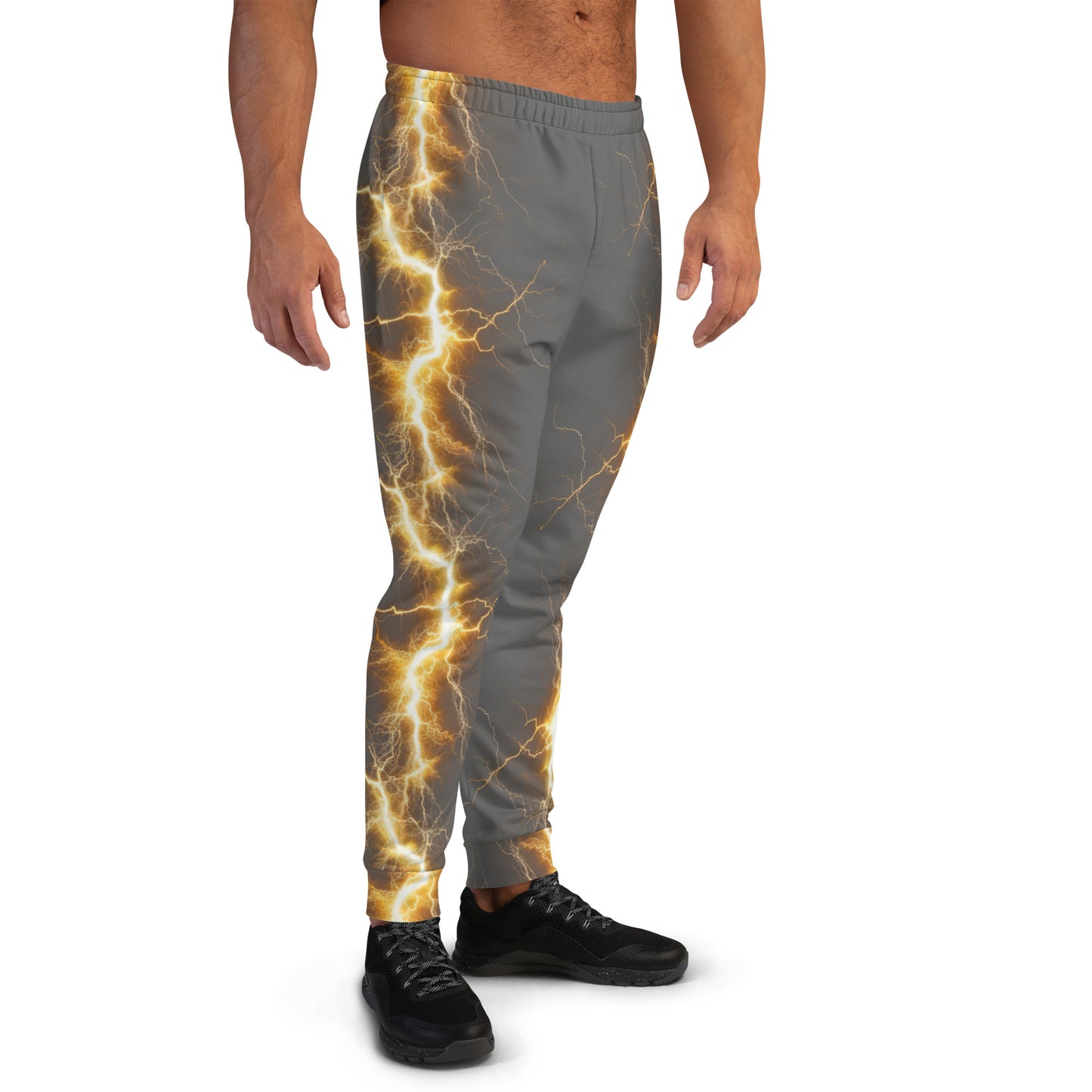 Men's Joggers - Yellow Lightning Bolt with Zambezi Grey Color Background