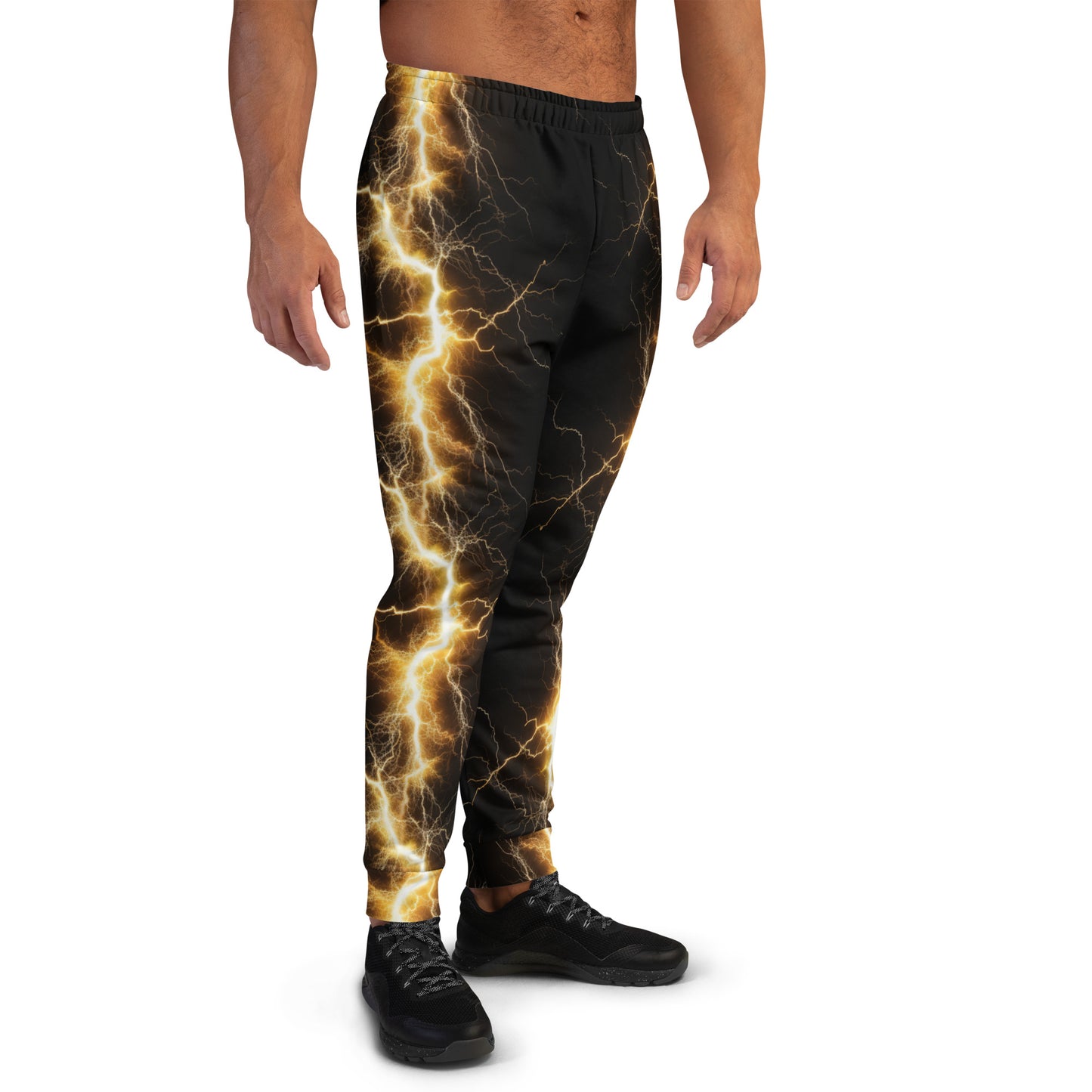 Men's Joggers - Yellow Lightning Bolt with Black Background