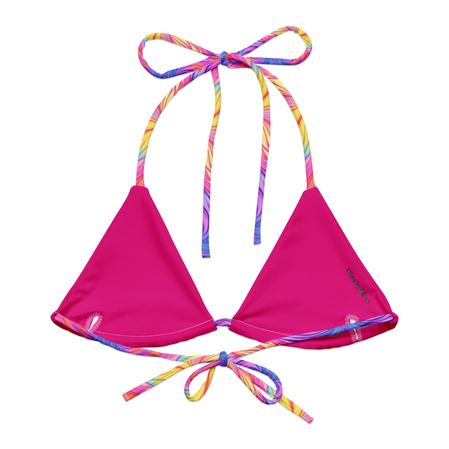 String bikini top - TOP ONLY - Yellow Fire with purple and blue