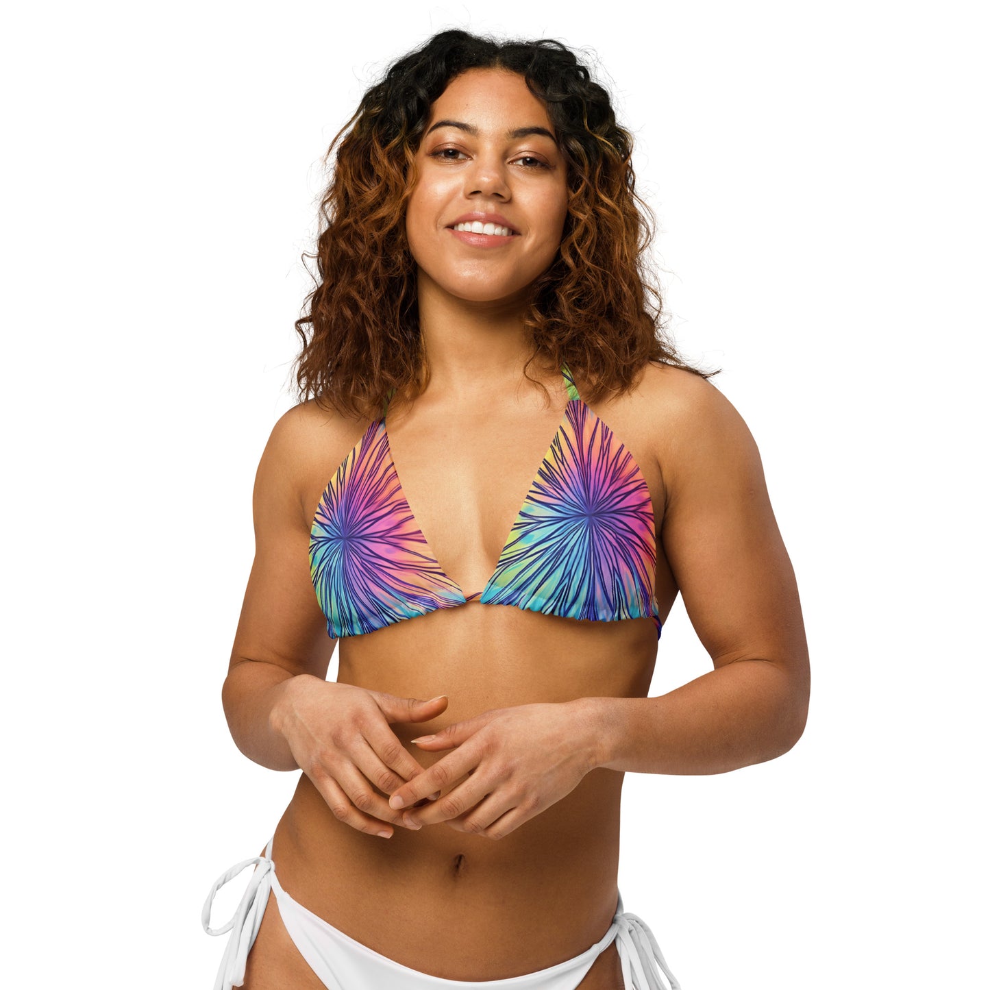 String bikini top - TOP ONLY - Starburst with purple, blue, pink and yellow