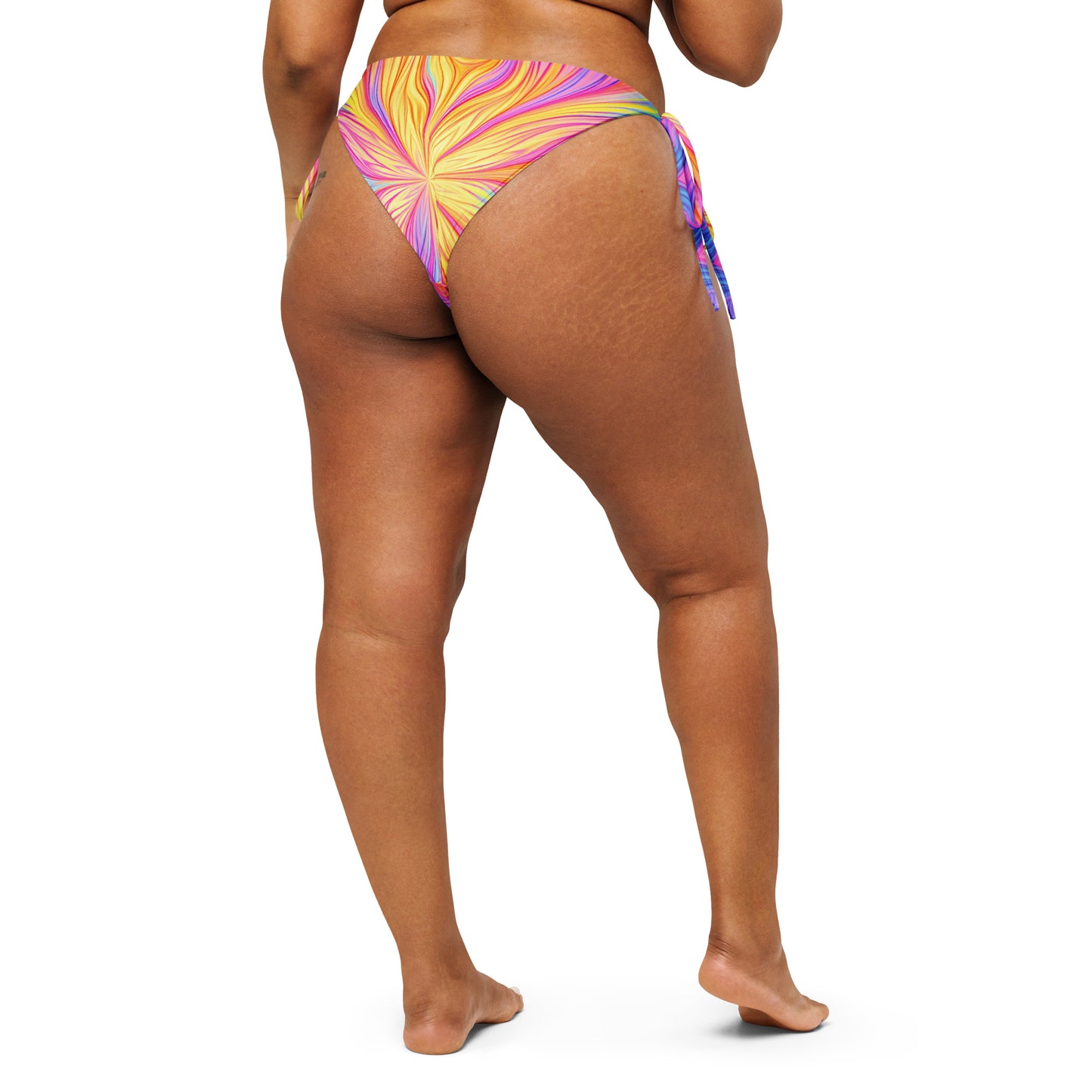 String bikini bottom - Yellow star with Blue and pink