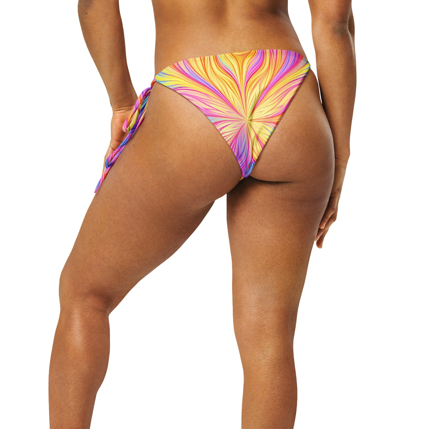 String bikini bottom - Yellow star with Blue and pink