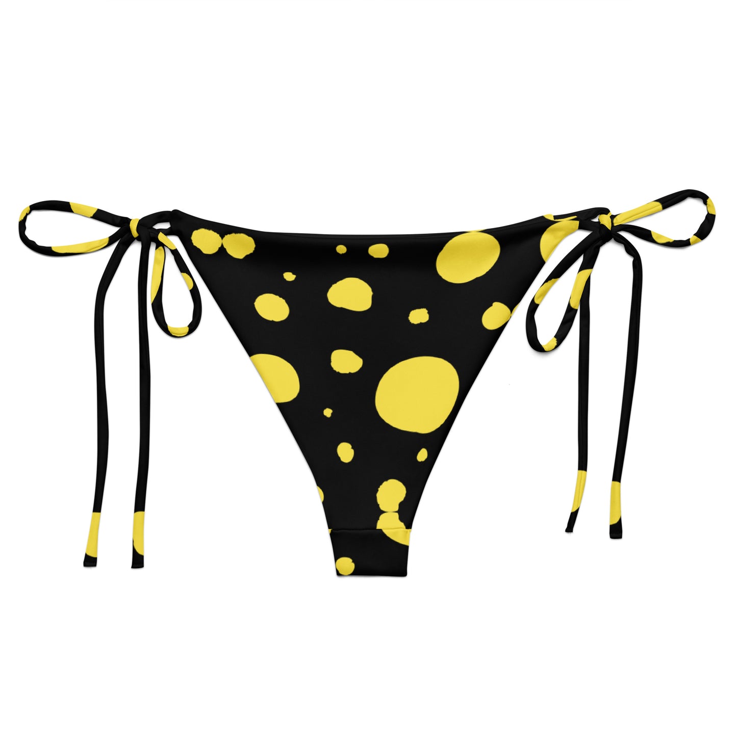 String bikini bottom - Bottoms Only - Black with Yellow Polka Dot