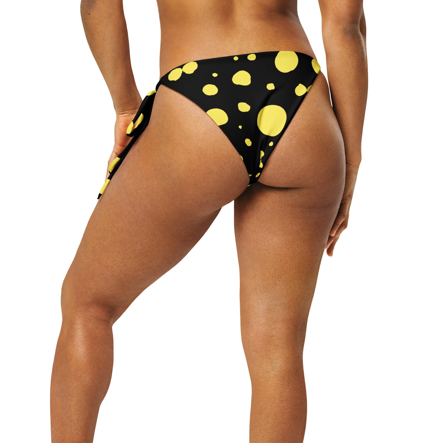 String bikini bottom - Bottoms Only - Black with Yellow Polka Dot