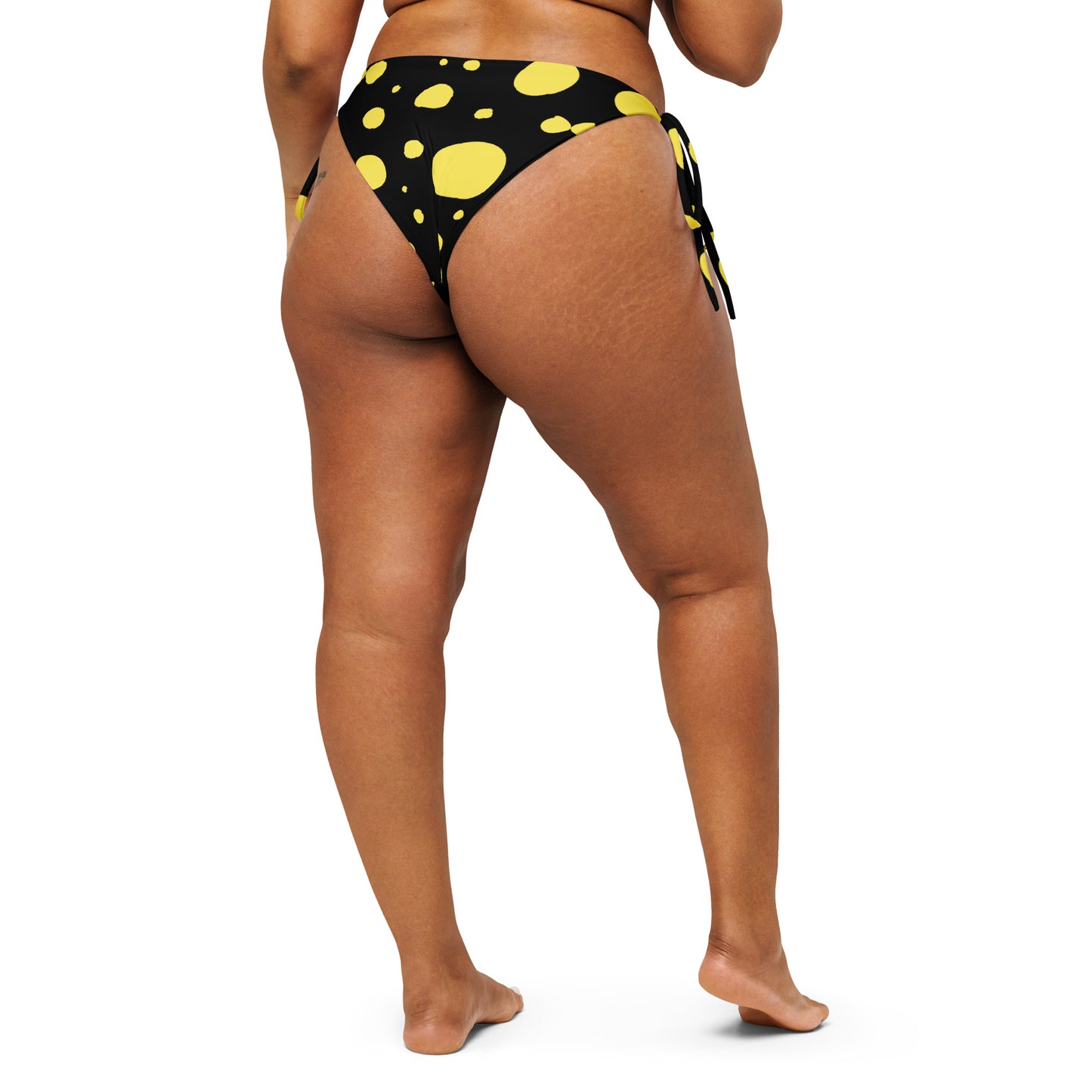 String bikini bottom - Bottoms Only - Black with Yellow Polka Dot