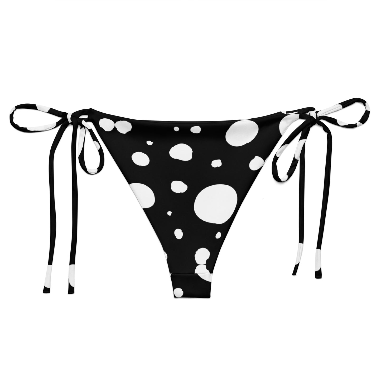 String Bikini Bottom – BOTTOM ONLY - Black with White Polka Dot