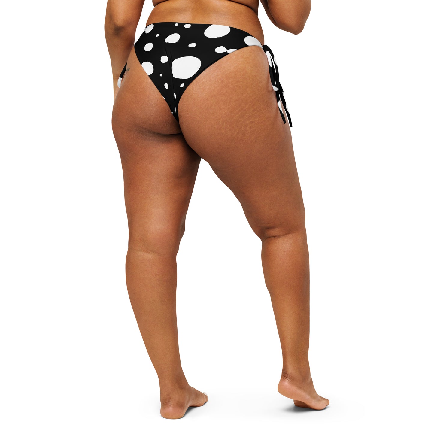 String Bikini Bottom – BOTTOM ONLY - Black with White Polka Dot