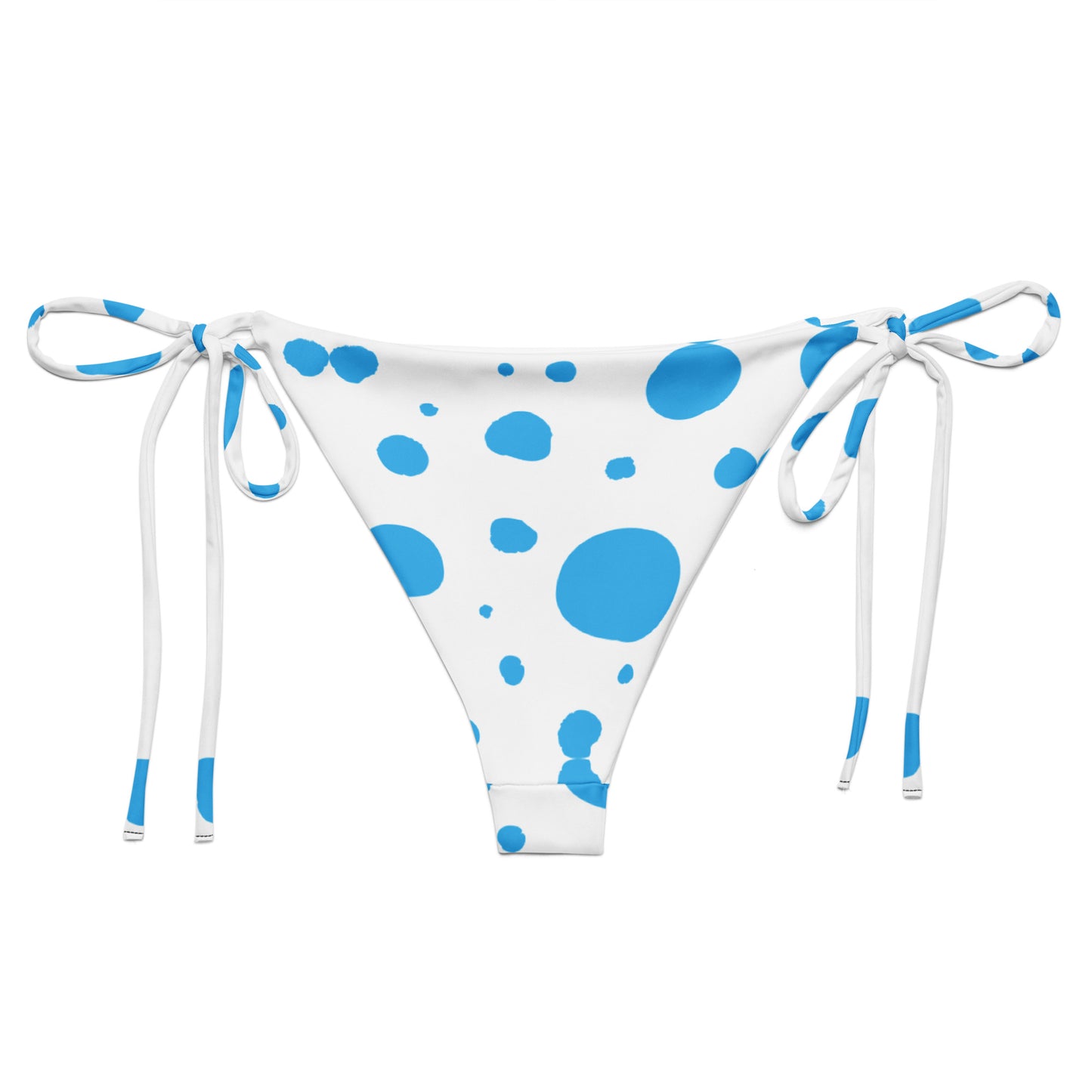 String Bikini Bottom – BOTTOM ONLY - White with Blue Polka Dots